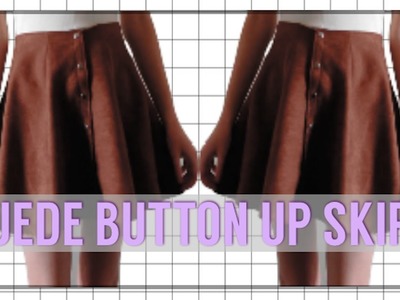 Metal Button Front Suede Skirt. Sewing Tutorial