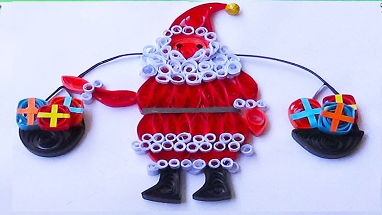 Paper quilling :hand made easy  quilling santa christmas card 2015