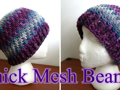 Thick Crochet Mesh Beanie - Crochet Tutorial