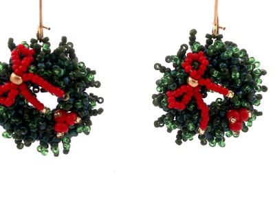 Beading4perfectionists : Christmas Wreath earrings beading tutorial
