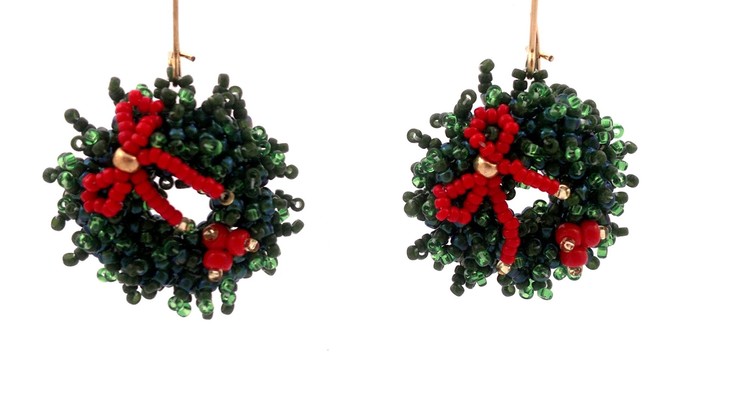 Beading4perfectionists : Christmas Wreath earrings beading tutorial