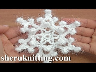 Crochet 6-Pointed Puff Stitch Snowflake Tutorial 24