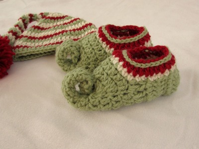 How to crochet children's elf slippers. boots. shoes - crochet Christmas elf set PART 2