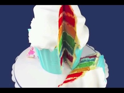 Make a Giant Rainbow Layer Cup Cake! A Cupcake Addiction How To Tutorial