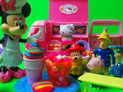 MINNIE MOUSE HELPS HELLO KITTY AND MAKES PLAY-DOH RAINBOW COOKIE AND ICE CREAM FOR FIREMAN SAM