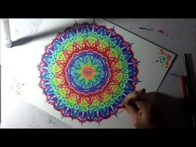 Rainbow Mandala Colored Pencil Drawing Time Lapse Geometric Art