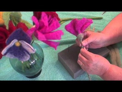 Felted Bouquet -- Attaching stems to the felted flowers