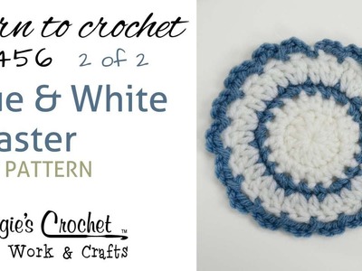 FP456 Blue and White Coaster - FREE PATTERN - Part 2 of 2 - Right Handed