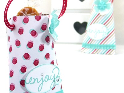 Hanging Treat Pouch Tutorial using Stampin' Up! Fresh Prints DSP