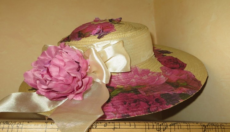 How to Decoupage a Hat Shabby Roses Summer Hat