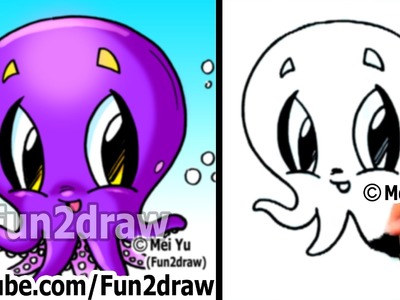 How to Draw Cartoon Characters - How to Draw an Octopus - Easy Drawings - Fun2draw