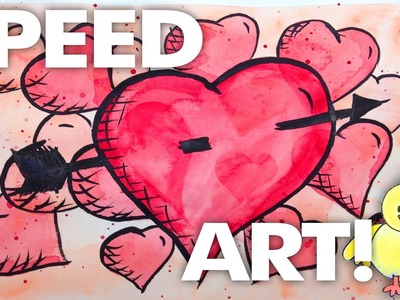 Speed Art - Super Hero Valentine Heart Cartoon - Watercolors