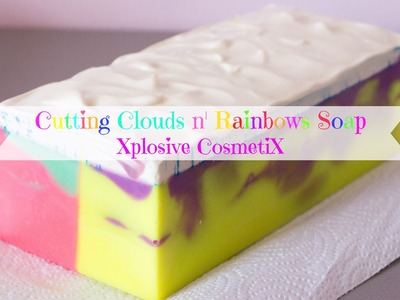 Cutting Clouds n' Rainbows Soap - Rainbow neon colors with a side by side swirl