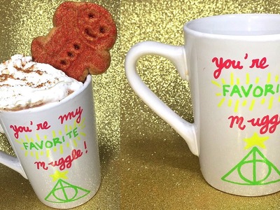 DIY holiday drink (gingerbread hot cocoa) + Harry Potter Christmas gift mug idea