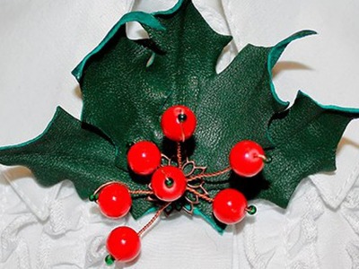 Make a Leather Holly Christmas Brooch - DIY Style - Guidecentral
