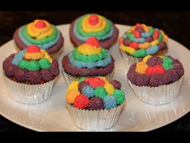 Rainbow cupcakes decoration