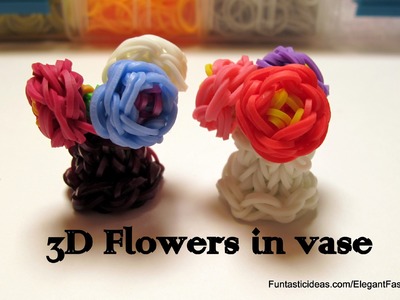 Rainbow Loom 3D Mini Flowers in Vase charm - How to - Mother's Day Gift Idea