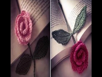 Step by Step of Making Creative Crochet ROSE Flower BOOKMARK