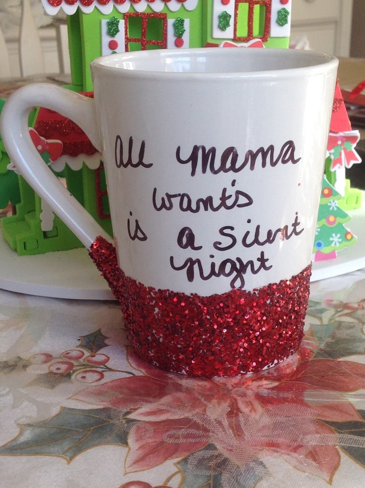 25 Days of Christmas Crafts Day #9 | dollar tree glitter message mug