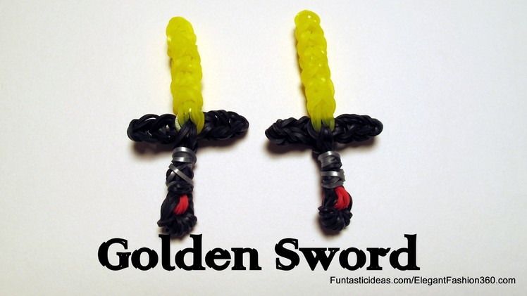 Golden Sword Charm  For Finn - How to Rainbow Loom Design
