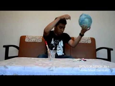 How To Make A Cotton Ball Lamp From Sewing Thread & Balloon