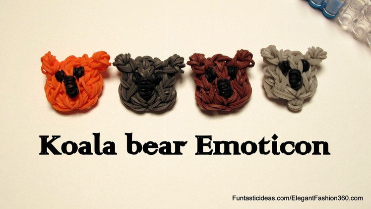 Rainbow Loom Koala Bear Face Emoticon.Emoji charm - How to