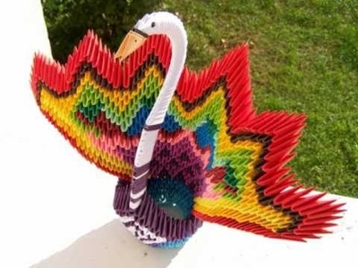 3D origami colourful bird (kolorowy ptak)