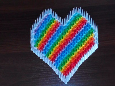 3D origami heart of rainbow tutorial