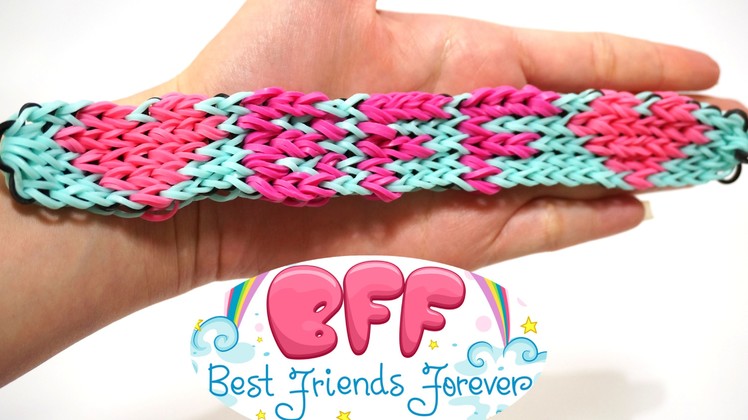 BFF Rainbow Loom Bracelet for your BEST FRIENDS FOREVER with Four Forks no Loom DIY