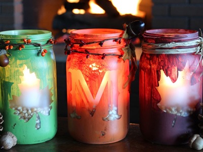 DIY Fall Monogram Mason Jar Candles