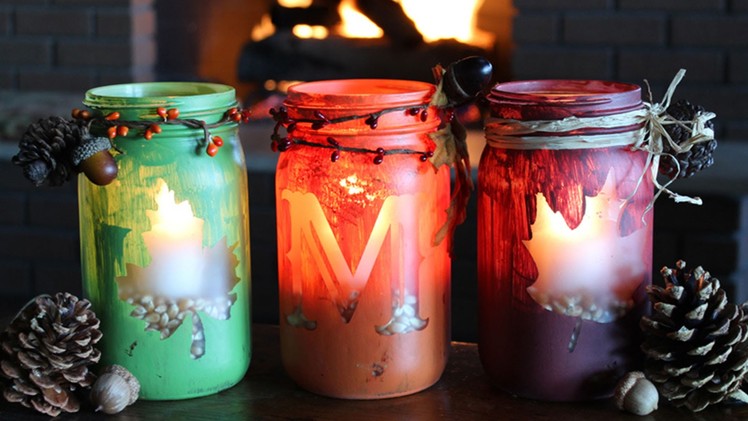 DIY Fall Monogram Mason Jar Candles