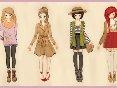 ❤ Drawing Tutorial - How to draw 4 Fall Outfits ❤