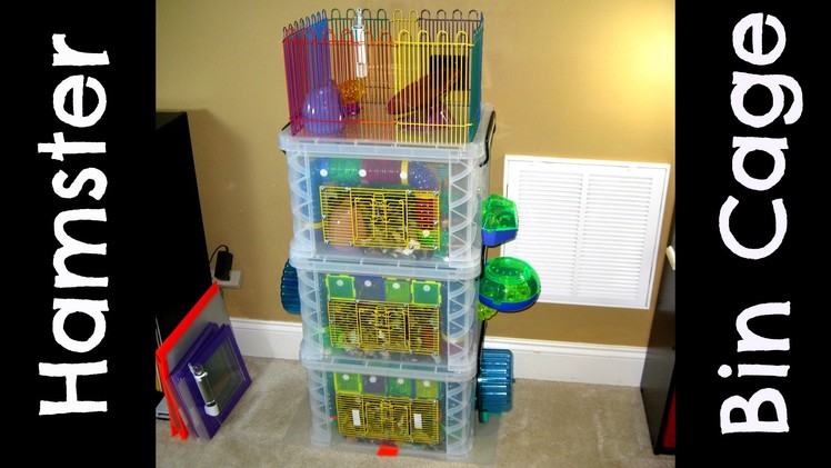 Homemade Triple-Decker Hamster Bin Cage with Rooftop Deck by HAMMY TIME