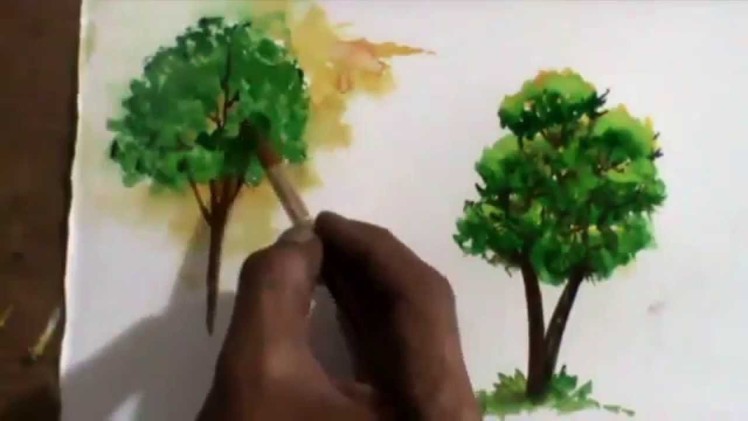 How to create a tree with tissue paper watercolour painting