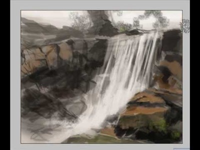 How to draw and paint waterfall landscape