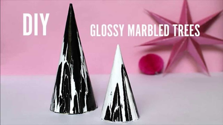 How to Make DIY Glossy Marbled Christmas Trees with Paint