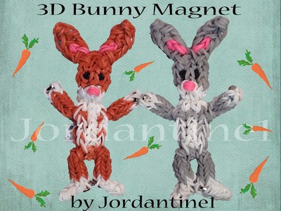 New 3D Bunny Rabbit Magnet Figure. Charm - Monster Tail or Rainbow Loom Easter