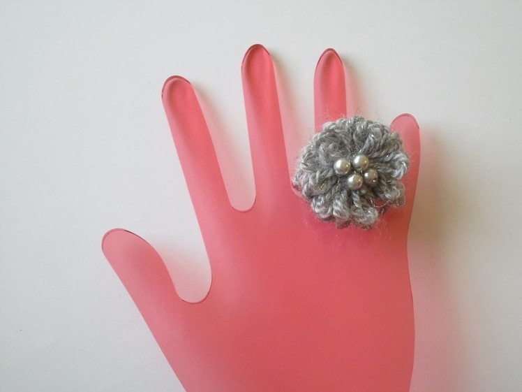 Uncinetto - Anello Fiore e Perline | Crochet Silver Flower Ring with Beads