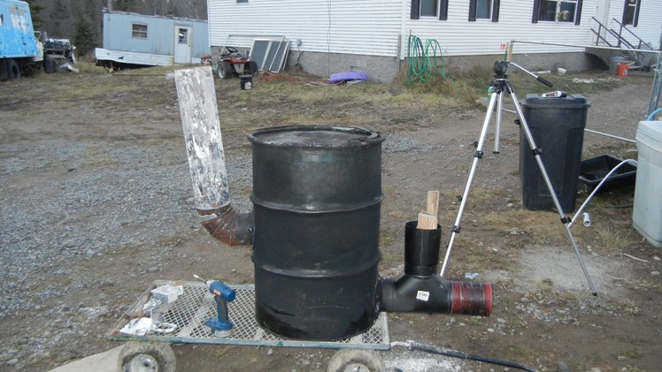 Building 6" stove pipe rocket stove heater 55 gallon drum version part 1 of 2