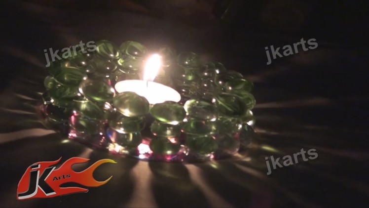 DIY Candle Holder from Glass Marbles and DVD | How to make | JK Arts  070