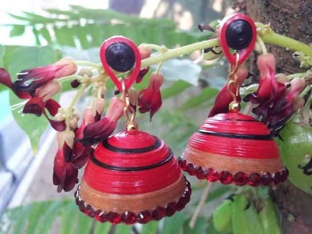 Double Colour Paper Quilled Jhumka  malyalam Tutorial Part 2. . 