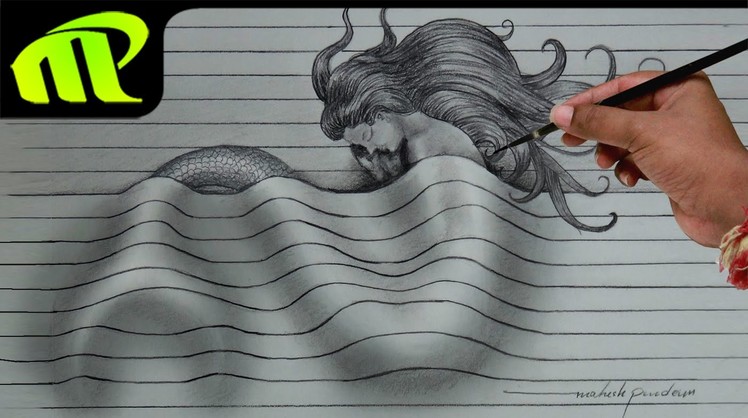 Drawing a Sleeping Mermaid - 3D Paper Illusion | Trick Art