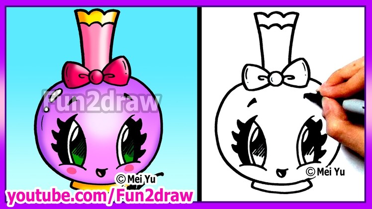 How to Draw Easy Cartoons - Perfume Bottle Tutorial Cute + Stylish Fun2draw Kawaii