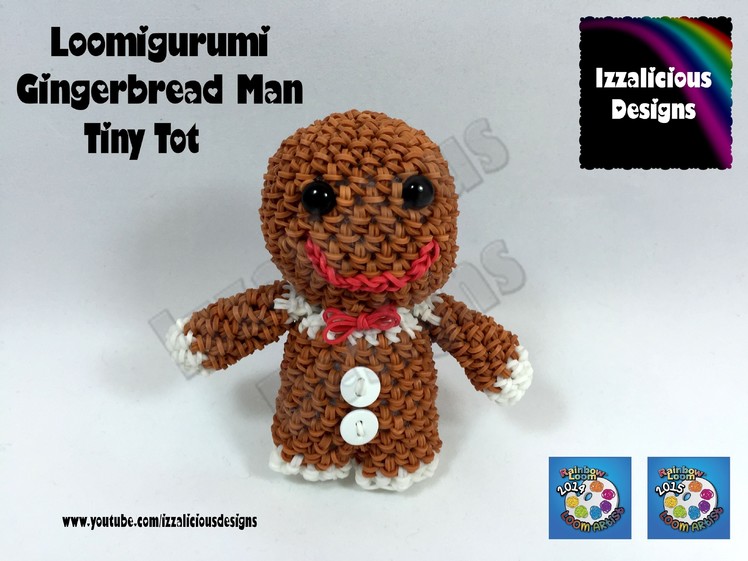 Loomigurumi Gingerbread Man Tiny Tot Christmas Figure - amigurumi w. Rainbow Loom Bands