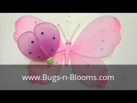 Bugs-n-Blooms Shimmer Hanging Butterfly Wall Ceiling Decor : Dragonfly : Ladybug : Mobile