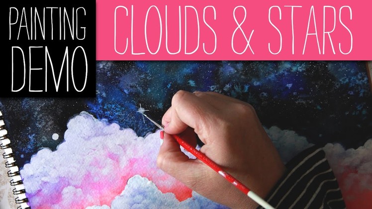 Clouds and Stars - Painting Demo - Stop-motion