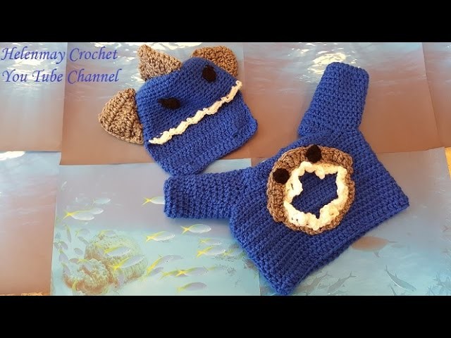 Crochet Easy Baby shark sweater and removable hat DIY tutorial