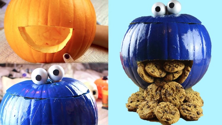DIY Cookie Monster Pumpkin- Halloween 2015!
