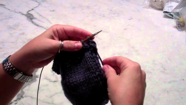 Double I-cord finishing: transition from the 1st to the 2nd I-cord