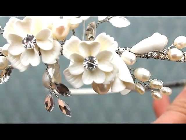 Romantic Ceramic Flower Headband Tiara by Hair Comes the Bride